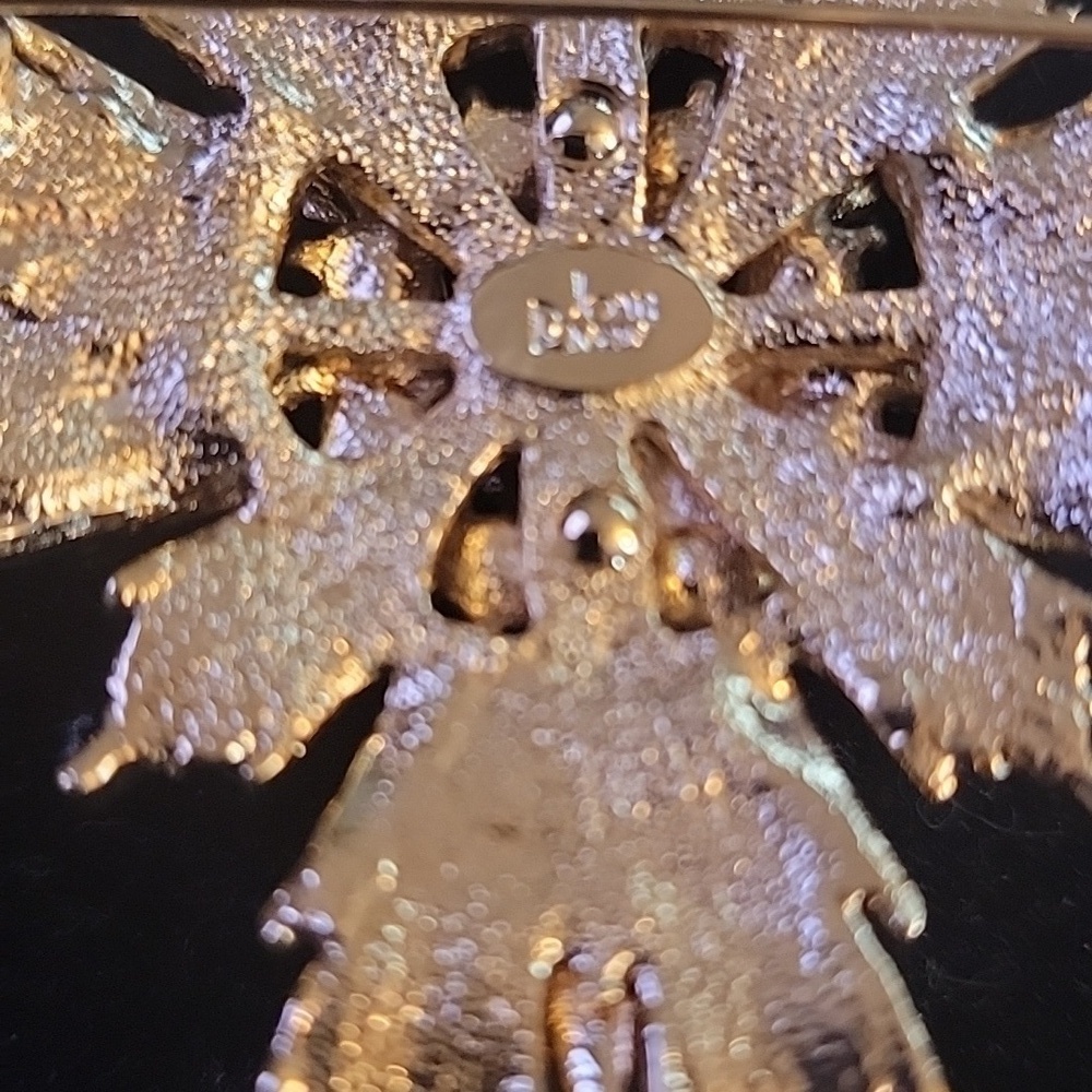 Rare Vintage Joan Rivers Amber Topaz Rhinestone Maltese Cross StarBurst Brooch - Picture 7 of 7
